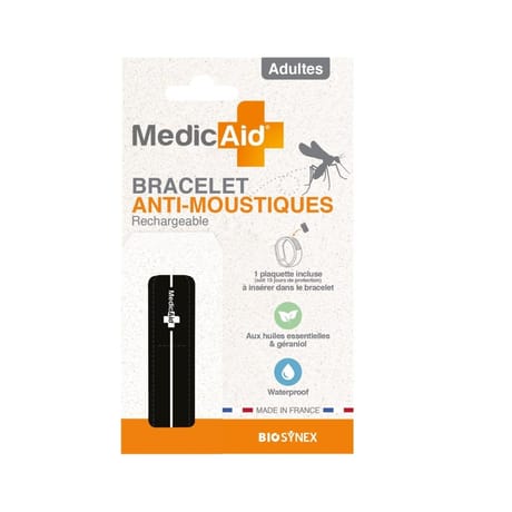 Medicaid bracelet anti moustique rechargeable adulte noir
