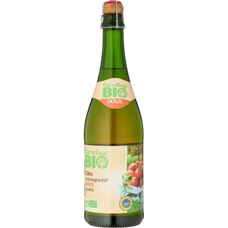 Carrefour bio cidre bretagne doux 75cl 2%vol