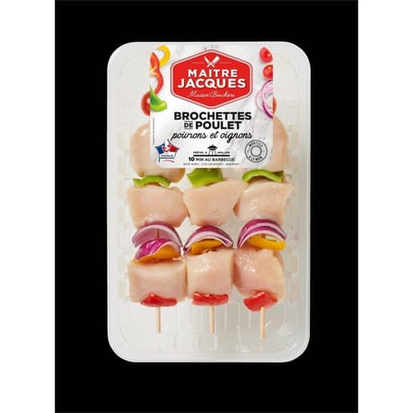 Brochette de poulet poivrons oignons X3 Maître Jacques