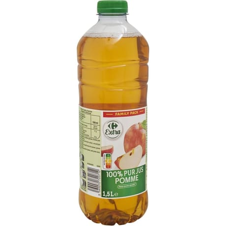 Carrefour extra pur jus de pomme 100% 1.5l