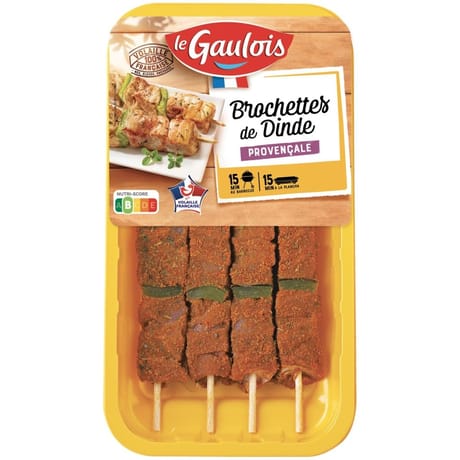 Le Gaulois 4 brochettes de dinde provençale 380g