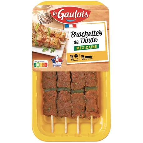 Le Gaulois 4 brochettes de dinde mexicaine 380g