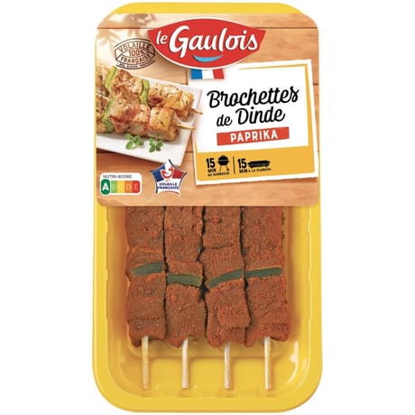 Le Gaulois 4 brochettes de dinde paprika 380g