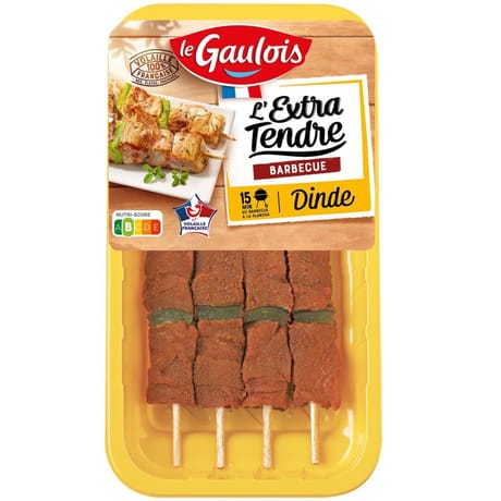 Le Gaulois 4 brochettes de dinde barbecue 380g