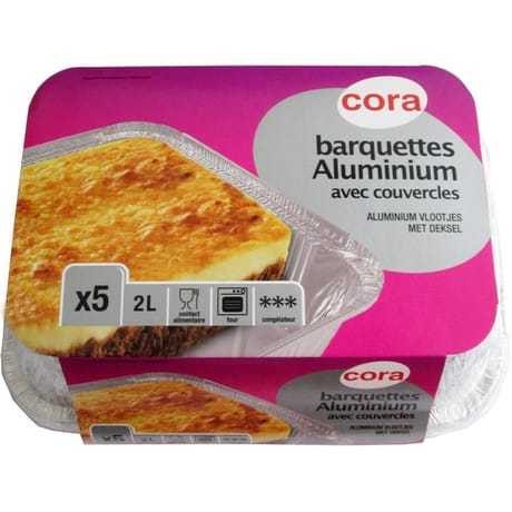 Cora barquettes x5 aluminium 2 litres