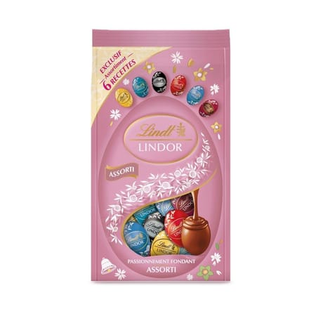Lindt lindor boules chocolat assorties cornet rose 350g