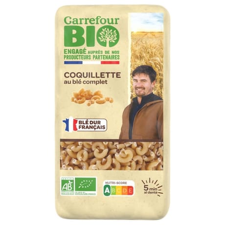 Carrefour bio coquillette au blé complet 400g