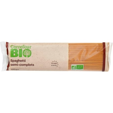 Carrefour bio pâtes spaghetti semi-complets bio 500g