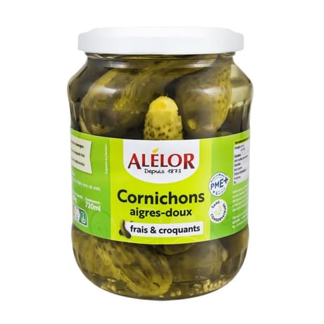 Alélor cornichons aigres-doux 72cl 370g