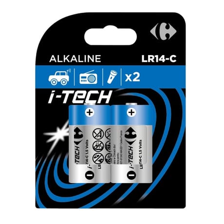 Carrefour 2 piles LR14/C i-tech