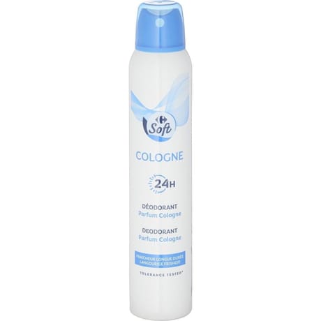 Carrefour soft déodorant spray 24h parfum cologne 200ml