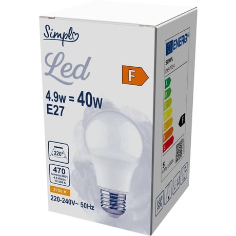 Simpl ampoule LED E27 standard - blanc-chaud dépolie 40W X1