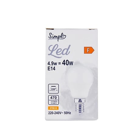 Simpl ampoule LED E14 sphérique blanc-chaud dépolie 40W X1
