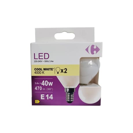 Carrefour ampoule LED fil sphérique 40W E14 x2