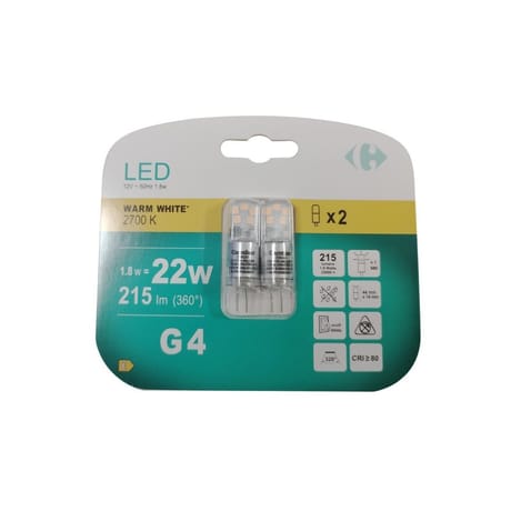 Carrefour ampoule LED capsule 20W G4 x2