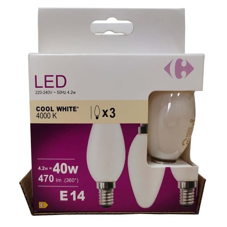 Carrefour ampoule LED fil flamme 40W E14 - x3