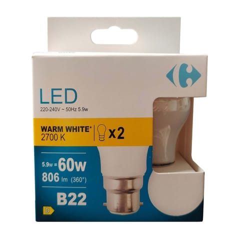 Carrefour ampoule LED sphérique 60W B22