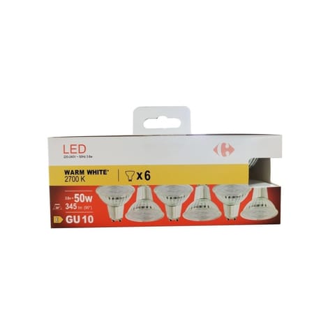 Carrefour ampoule LED spot 50W GU10 x6