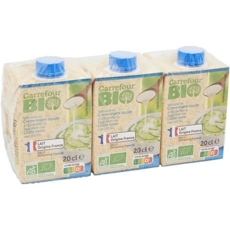 Carrefour bio crème uht bio 15%mg 3x20cl