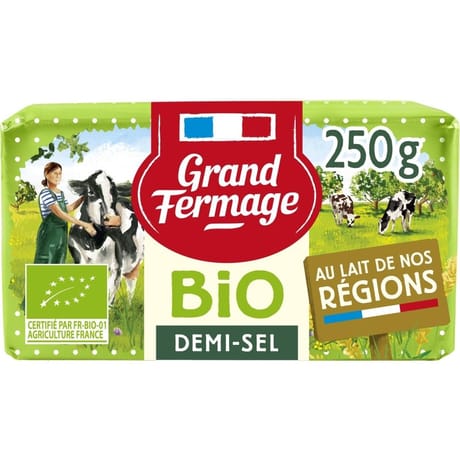 Grand fermage beurre plaquette bio demi sel 250g