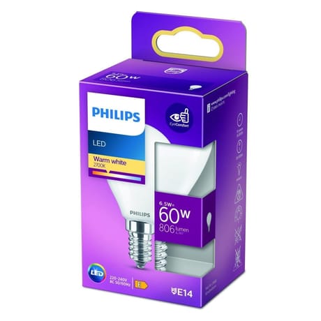 Philips ampoule led classic 60w E14 ww P45 non dimable boîte de 1 18g