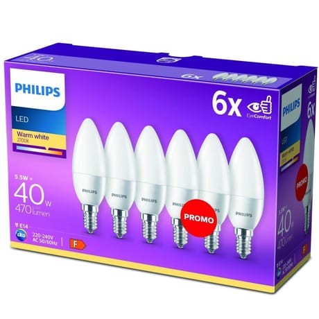 Philips led 40w b35 e14 ww fr nd 6ct/4  216g