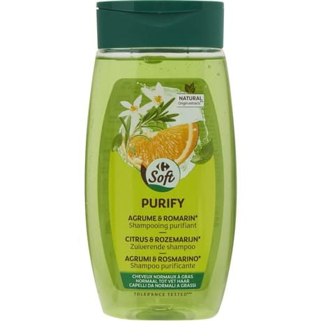 Carrefour soft shampoing purifiant agrume & romarin 250ml
