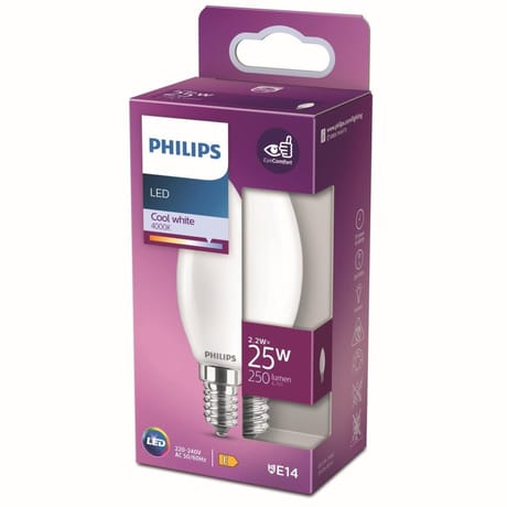 Philips ampoule LED E14 flamme Blanc-froid 25W