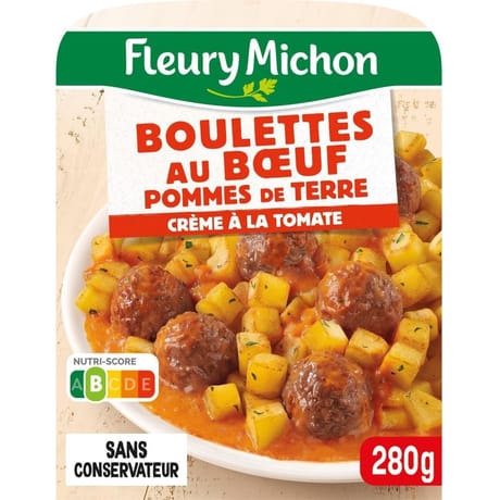 Fleury michon boulettes au boeuf, pommes de terre, crème à la tomate 280g