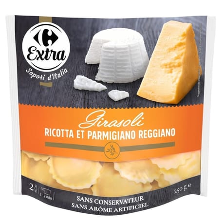 Carrefour Extra Girasoli pâtes fraîches ricotta parmigiano reggiano 250g