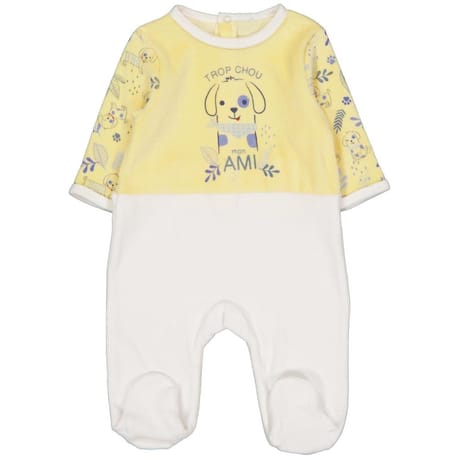 Dors bien velours garçon JAUNE / BLANC 24 MOIS
