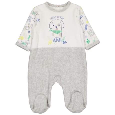 Dors bien velours garçon BLANC / GRIS CHINE 18 MOIS