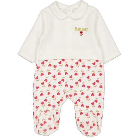 Dors bien velours fille ECRU / ROUGE 24 MOIS