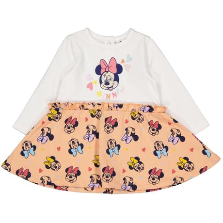 Robe manches longues minnie fille BLANC / PECHE AOP MINNIE 24 MOIS