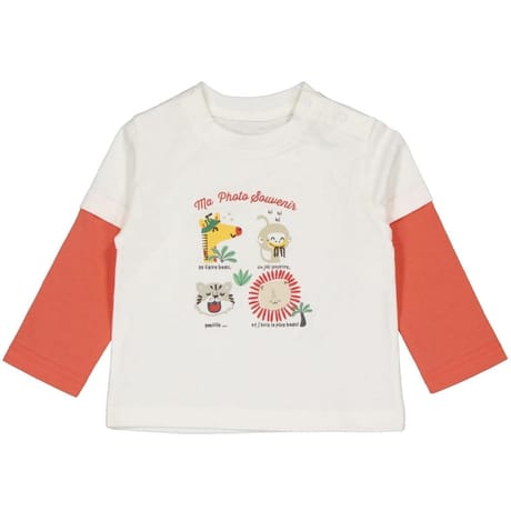 Tee shirt manches longues garçon ECRU/ SAFRAN 24MOIS