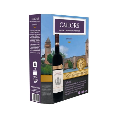 La Cave d'Augustin Florent vin rouge a.o.p Sud Ouest Cahors Malbec 3l
