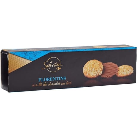 Carrefour sélection florentins lit de chocolat au lait 100g