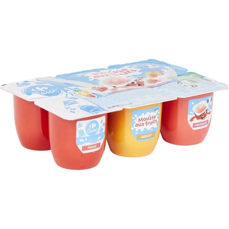 Carrefour classic mousse aux fruits 6x74g