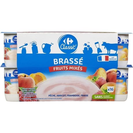 Carrefour classic yaourt fruits mixés brassé 16x125g