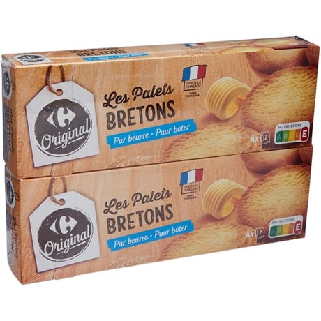Carrefour original biscuits palets bretons 2 paquets de 125g