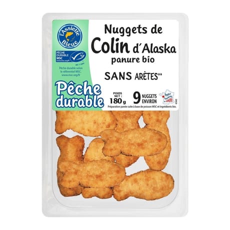 Assiette bleue nuggets de colin d'Alaska MSC 180g