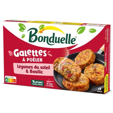 Bonduelle 8 galettes à poêler légumes du soleil & basilic 300g