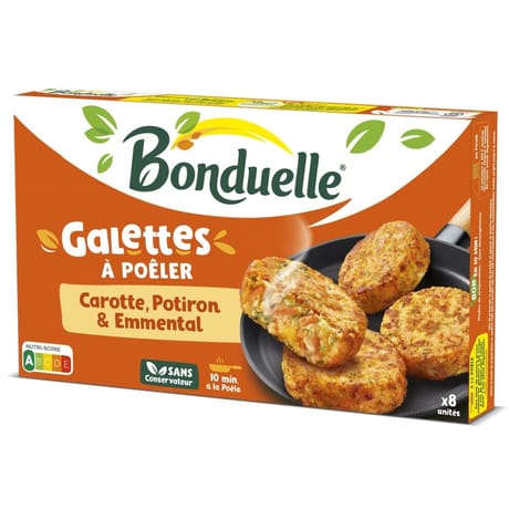 Bonduelle 8 galettes à poêler carotte potiron emmental 300g