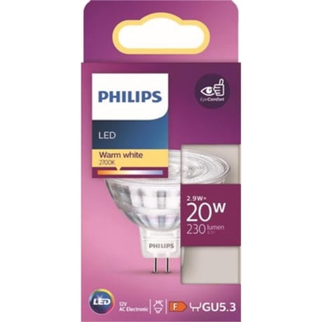 Philips led classic spot gu5.3 20w blanc chaud 48g