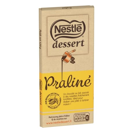 Nestlé Dessert tablette de chocolat au lait praliné 170g