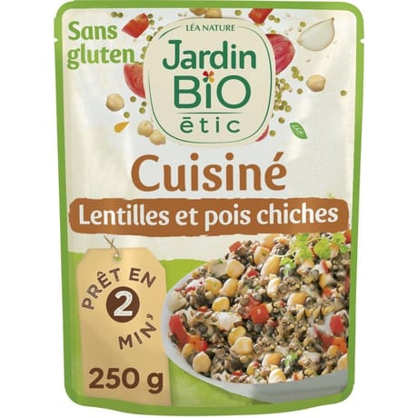 Jardin bio etic doypack lentilles et pois chiches sans gluten bio 250g