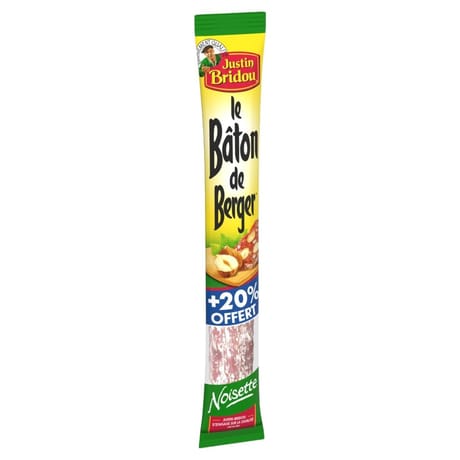 Justin Bridou saucisson baton de berger noisette + 20% offert 300g