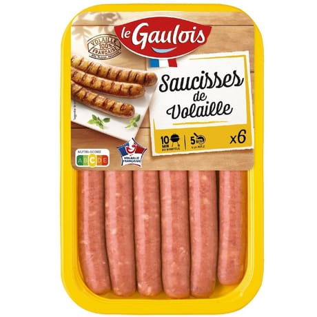Le Gaulois saucisses de volaille nature x6 300g