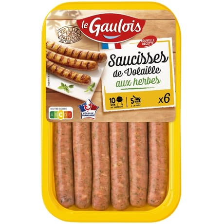 Le Gaulois saucisses de volaille aux herbes x6 300g