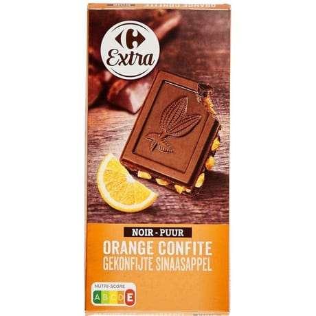 Carrefour extra tablette de chocolat noir orange confite 200g